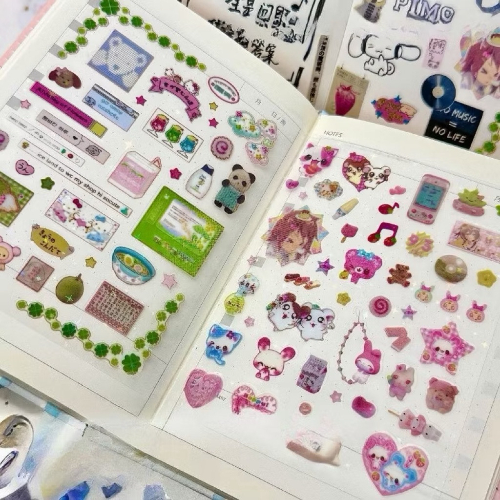 🌟✨พร้อมส่ง!สติ๊กเกอร์กลิตเตอร์ แพค4ชิ้น คละลาย Glitter สไตล์เกาหลี น่ารักมาก ขนาดเล็ก 9*12cm - รูปที่ 4