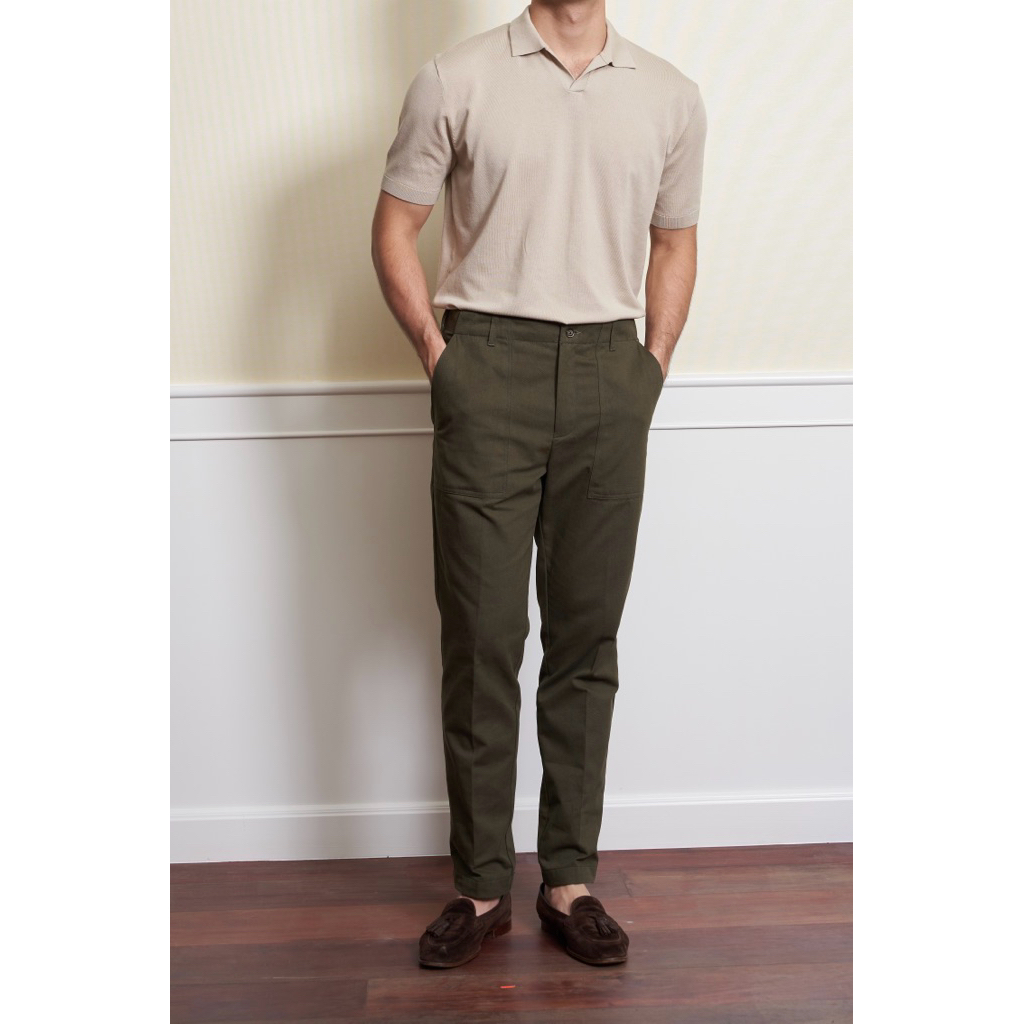 [Code20%ทัก] The Osaka Trouser กางเกงขายาว Workwear สีเบจ | ผ้า Japanese Cotton 100% |ทรง Regular Fit | กระเป๋าด้านหน้า