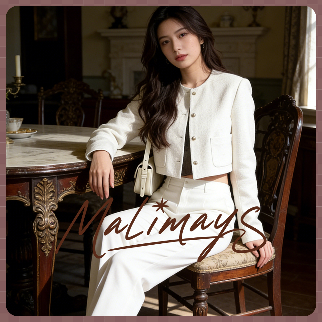 MALIMAYS Jolin Blazer เสื้อเบลเซอร์สไตล์คลาสสิก คอคอก สีพื้นฐาน ผ้าใส่สบาย