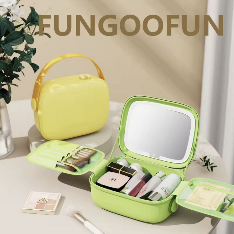 FUNGOOFUN -F536 💄กระเป๋าเครื่องสำอางกันน้ำ EVA ดีไซน์หรูหรา เบา สะดวกสำหรับเดินทาง พร้อมกระจกในตัว