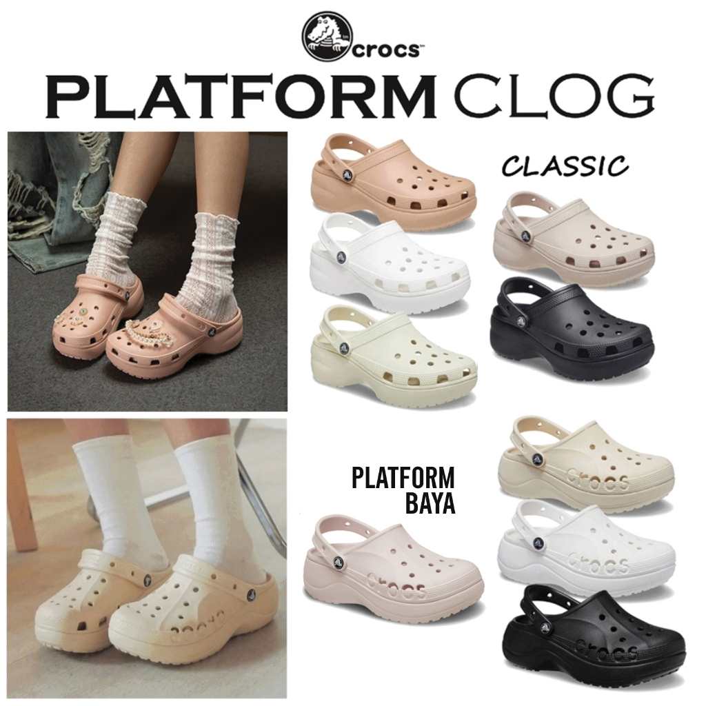 [ฮิตสุด แรงสุด] Crocs Woman Classic Platform Clog รองเท้า ครอคส์ ผู้หญิง พื้นหนา