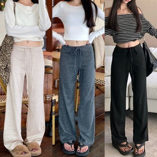 5สี กาวเกงขายาว กางเกงลำลอง ออกแบบสวย มีเชื้อกที่เอว สไตล์ลำ…