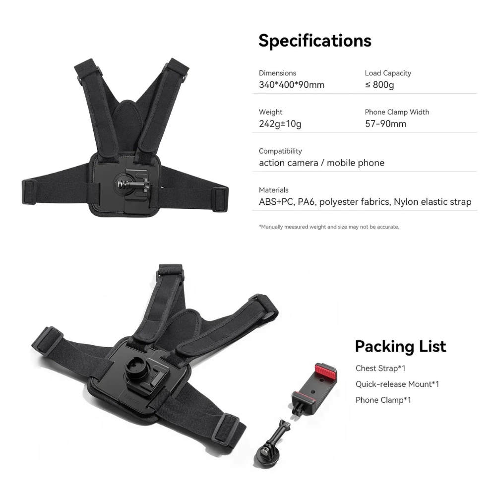 Ulanzi CM028 Go-Quick II สายคาดอก ถ่ายวิดีโอ POV รองรับมือถือ กล้อง GoPro/ DJI Action 6 / Insta360 thumbnail 9