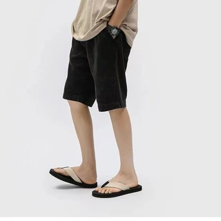 【GSH】ญี่ปุ่นเกาหลีอินเทรนด์ Flip-Flops ผู้ชายที่เรียบง่าย Flip-Flops รองเท้าแตะชายหาดลําลองกันลื่นกลางแจ้ง (ขนาด 39-46)