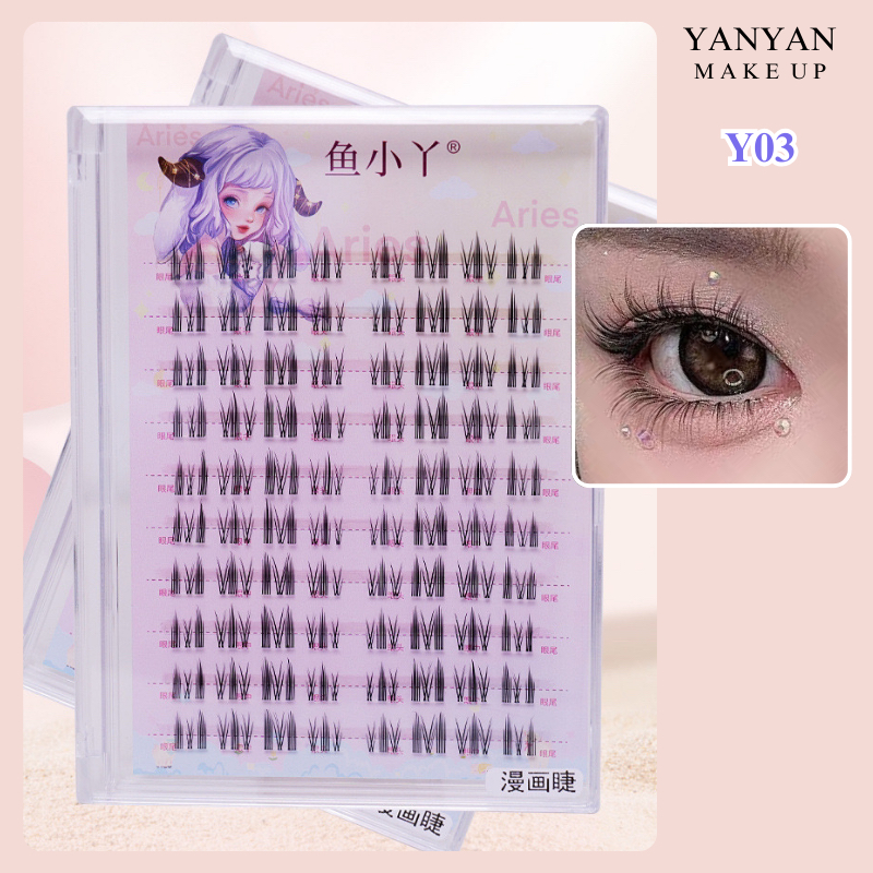 [พร้อมส่ง] YuXiaoYa Eyelash ขนตาปลอมแบบช่อ ไร้กาว ดูเป็นธรรมชาติ แกนเอ็นใส Y03