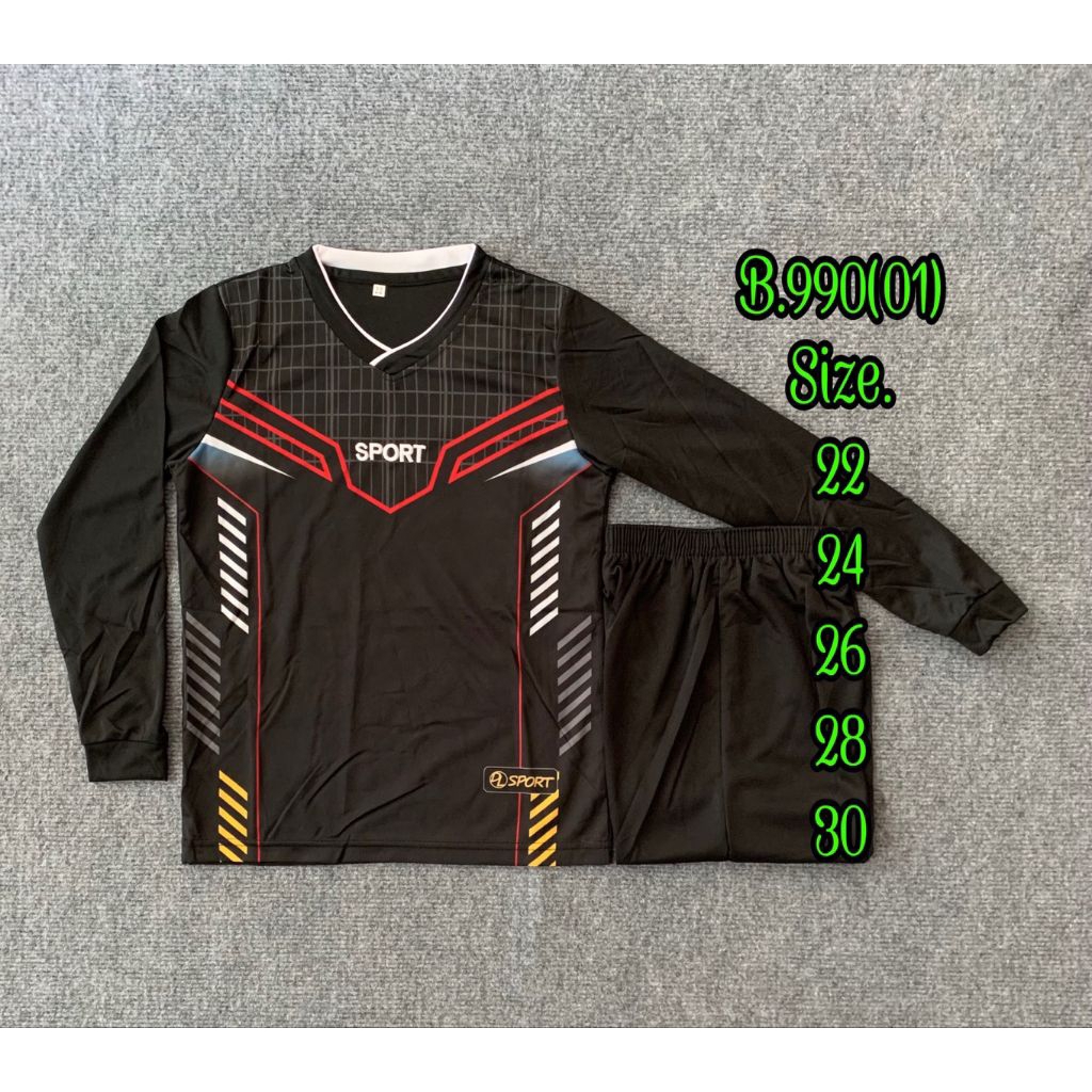 KS60-ชุดกีฬาเด็ก2ชี้น เสื้อแขนยาว+กางเกงขาสั้น