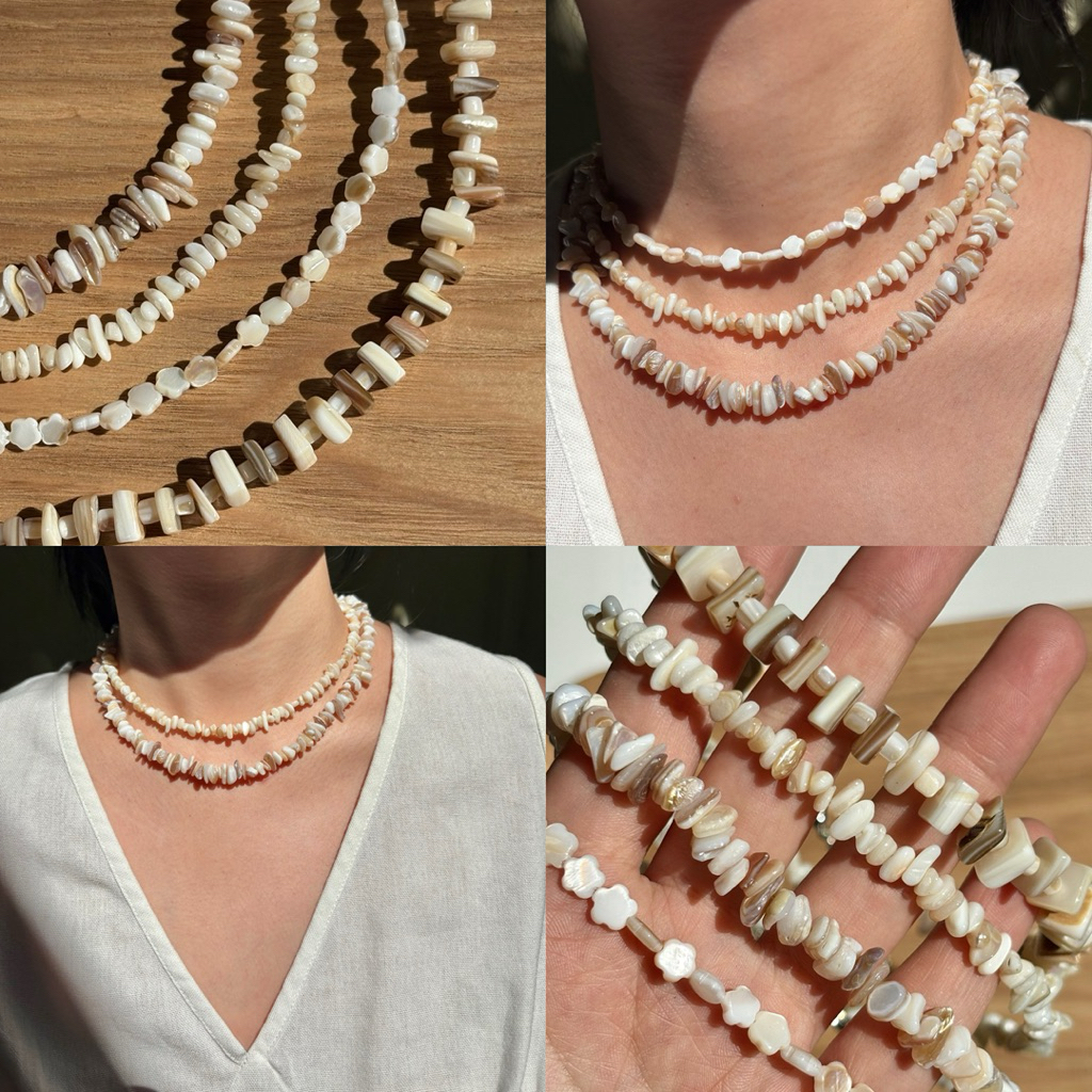 Piing me Necklace | สร้อยคอเปลือกหอยโทนสีน้ำตาลครีม