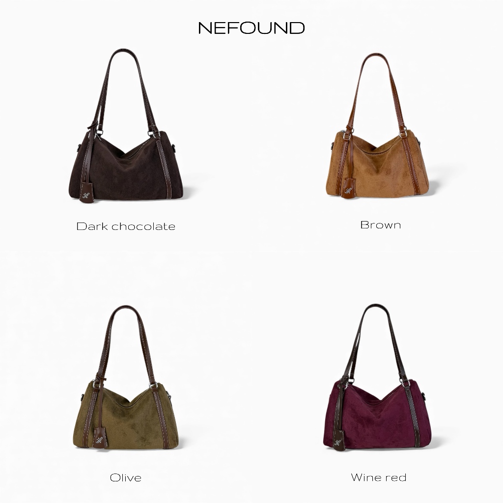 NF25031 NEFOUND กระเป๋าทรงหมอนรุ่น Brookin bag หนังกลับ Premium พร้อมพวงกุญแจ - รูปที่ 2