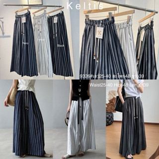 9326# กางเกงผ้าทรงกระบอกลายทางป้ายkeltis
