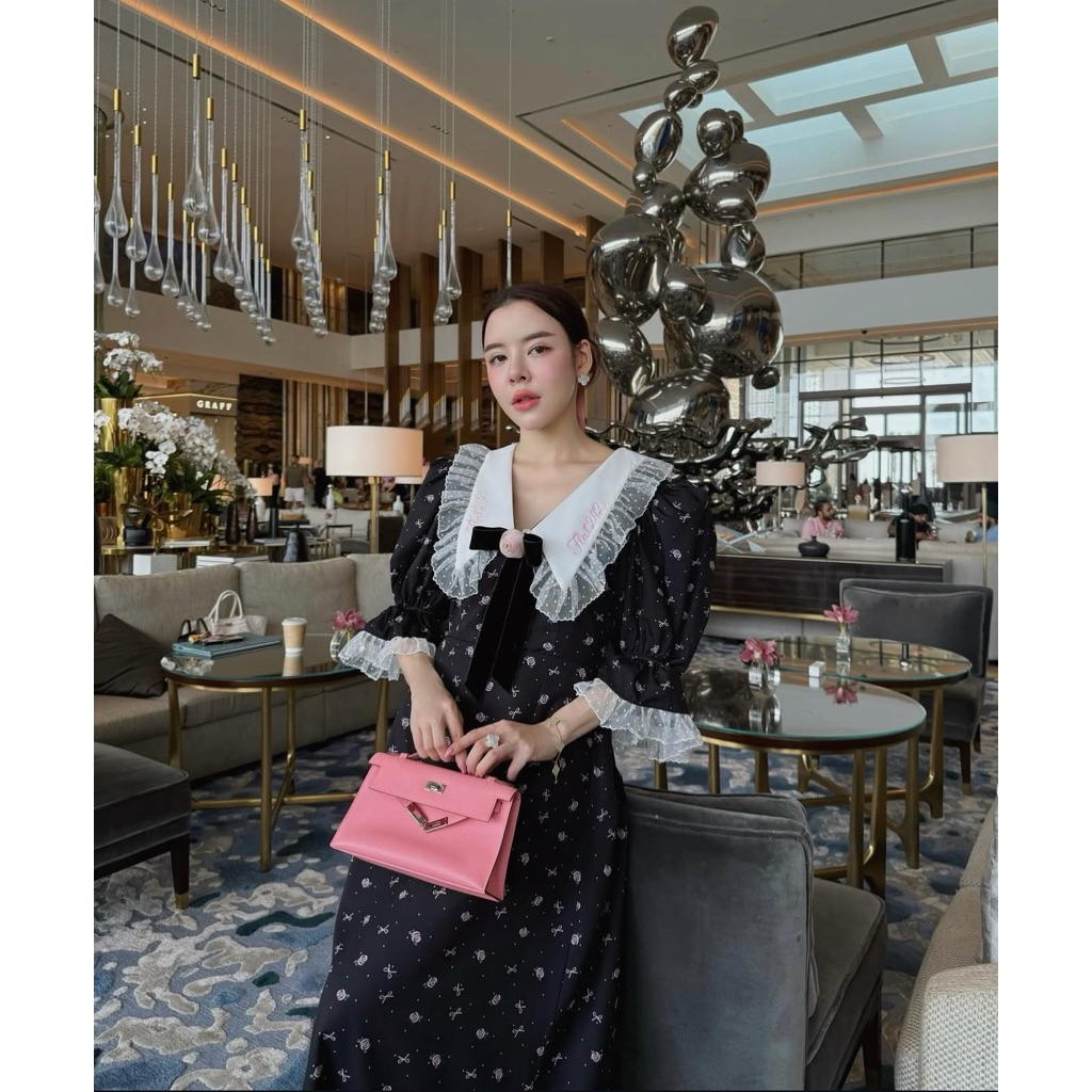 (พร้อมส่ง S) JOANNE YOUNG MAXI DRESS เดรสยาวแขนตุ๊กตา FF0541 ป้าย FLAT2112