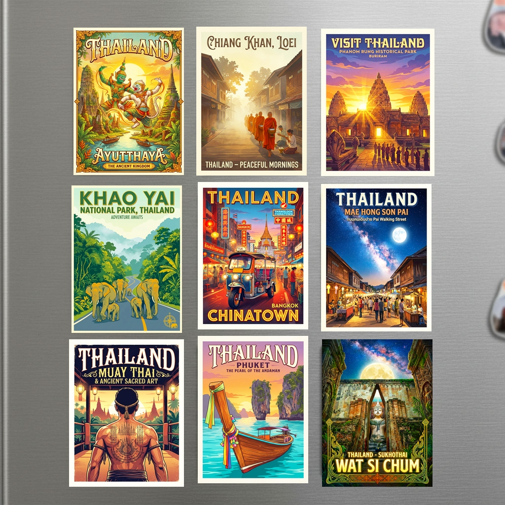 แม่เหล็กติดตู้เย็น ไทย 2×3 นิ้ว ของฝากไทยแลนด์ ของฝากไทย Fridge Magnet Thailand souvenir 2x3" S3