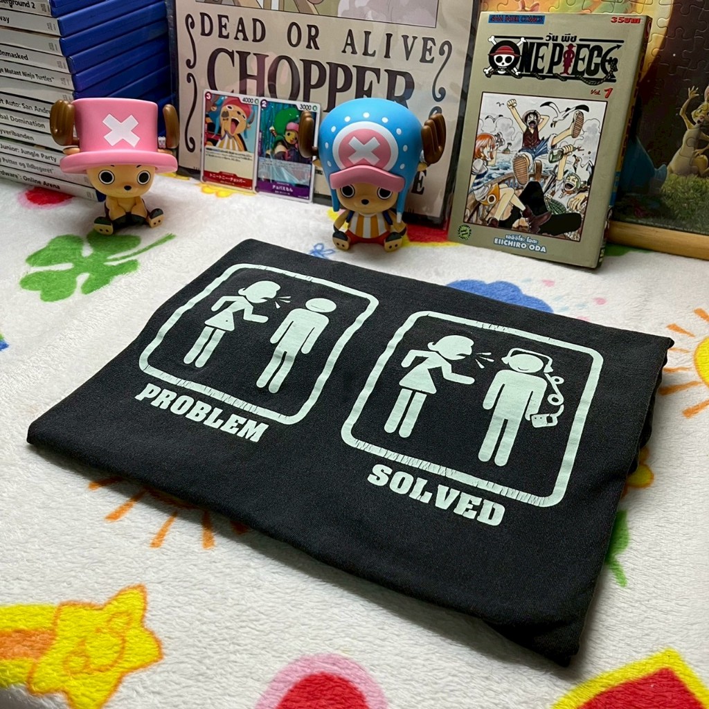 เสื้อวินเทจลายปั่นProblem Solved size : 24/30 ( XL ) price : 300 สภาพ : 9/10 ตำหนิ :รูปสุดท้าย