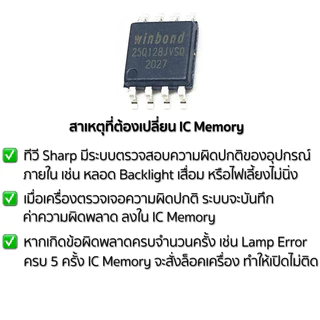 ไอซีเมมโมรี่ชาร์ป IC Memory LED TV Sharp LC-40SA5200X, LC-40LE280X, LC-32LE280X, LC-50SA5200X บรรจุข้อมูลแล้ว