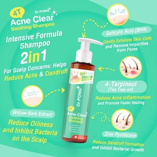Dr.PONG 4T Acne clear soothing shampoo แชมพู สำหรับคนเป็นสิว มีส่วนช่วยลดสิว และรังแค