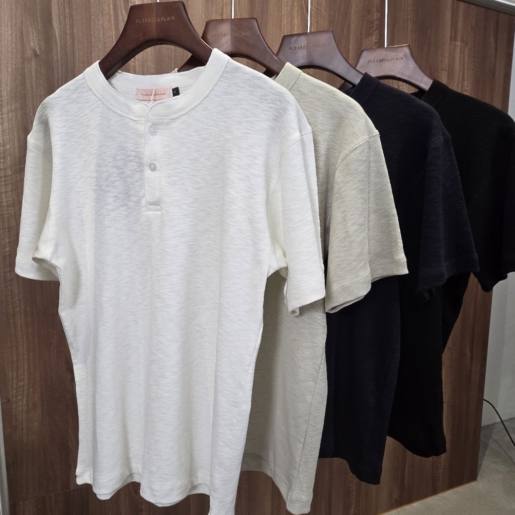 305 [Henley T-Shirt] เสื้อยืดแขนสั้นคอกระดุม ผ้าสลาฟ