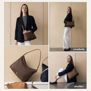 JOLENE โจลีน Hobo bag กระเป๋าโฮโบ มีสายต่อ สะพายCrossbody ผ้าพรีเมียมไนลอน สายหนังแท้ MONOMEBKK