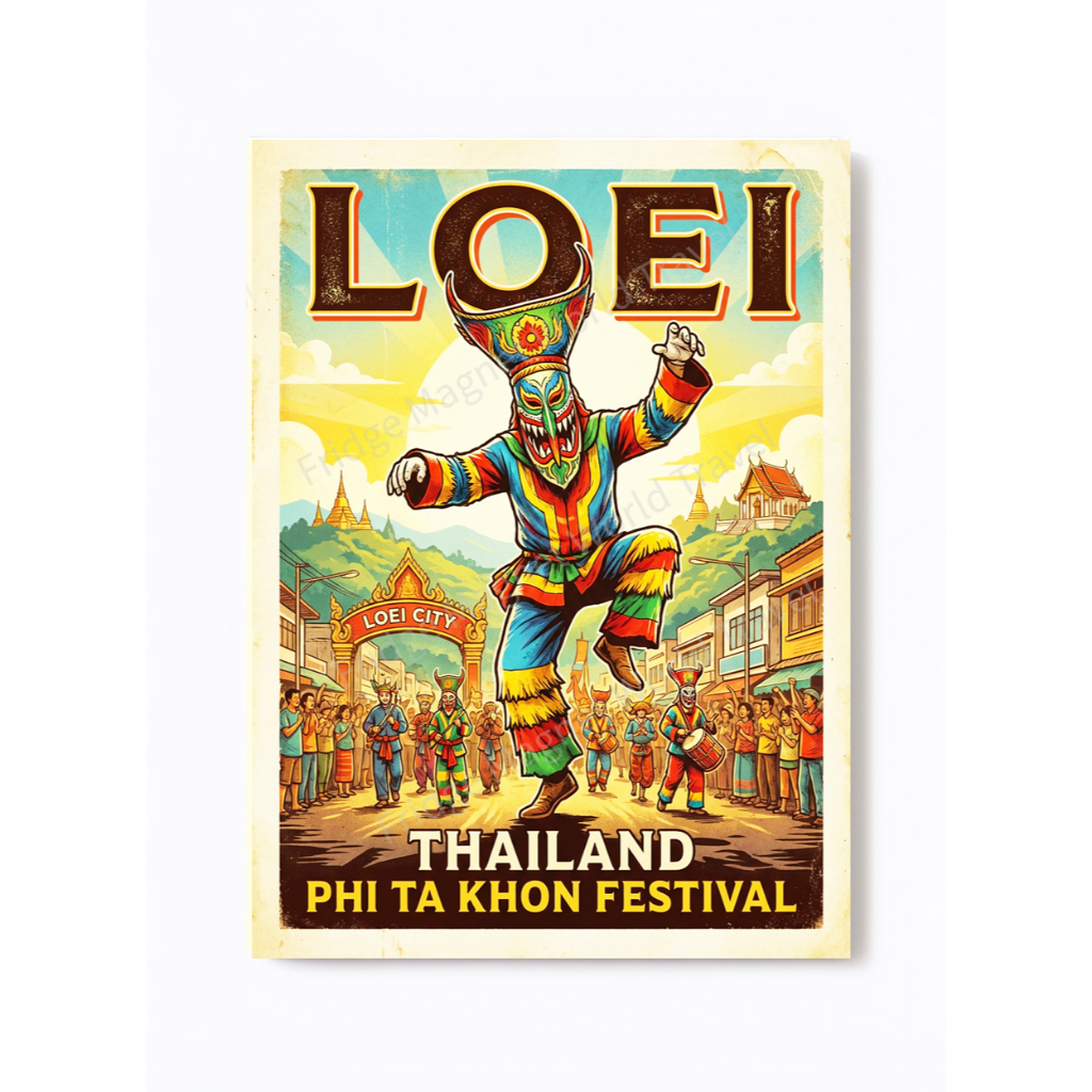 แม่เหล็กติดตู้เย็น ไทย บุรีรัมย์ เลย นครพนม อุดรธานี อุบลราชธานี 2×3 นิ้ว ของฝากไทย Fridge Magnet Thailand Size 2x3