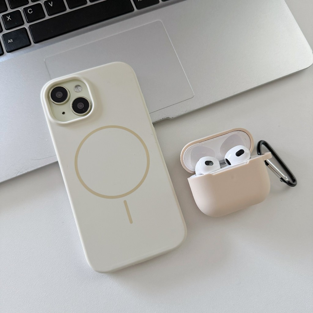 ส่งจากไทย สีครีม ไอโฟน i17 17promax เคสกำมะหยี่ ชาร์จได้ สีพื้น งานกล่อง เคสนิ่ม ซิลิโคน i16promax 16 13 14 15 Airpods 4