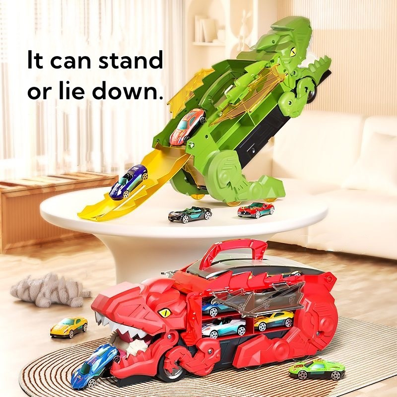 JoyToys รถของเล่น ไดโนเสาร์ ของเล่นเพื่อการศึกษา แปลกใหม่ ไดโนเสาร์ กลืนรถบรรทุก ไดโนเสาร์รถแปรรูปกินรถอัลลอย - รูปที่ 4