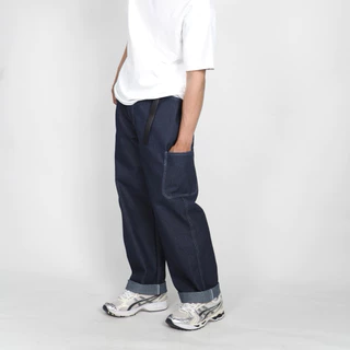 LOOSE JEANS BELT - กางเกงยีนส์ 11 oz. 6กระเป๋า ทรงหลวม เอวยางยืด มีเข็มขัดปรับระดับได้
