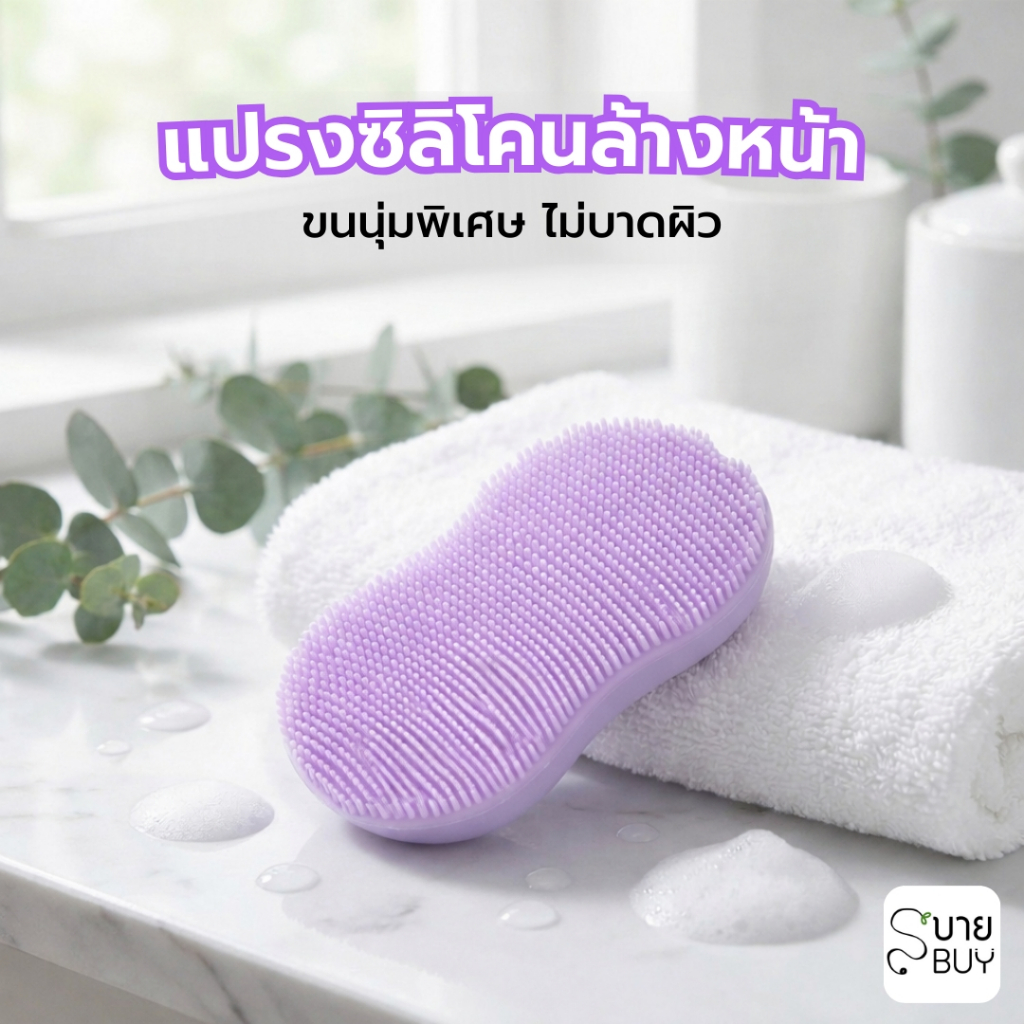แปรงซิลิโคนทำความสะอาดผิวหน้า นุ่มพิเศษ ขนาดกะทัดรัด สีม่วง