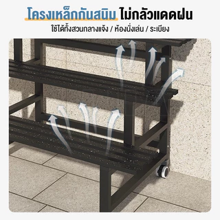 YIJIAรุ่นสูง ชั้นวางต้นไม้ โครงเหล็กเคาร์บอน รุ่นอัปเกรด ล้อคุณภาพสูง เสริมความแข็งแรง โครงสร้างมั่นคงยิ่งขึ้น