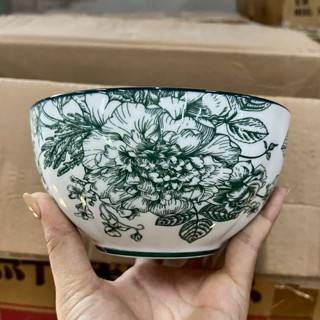 ถ้วยเซรามิก 6 นิ้ว ถ้วยกลม ถ้วยลายดอกไม้ ถ้วยแบ่ง ทำจากเซราม…