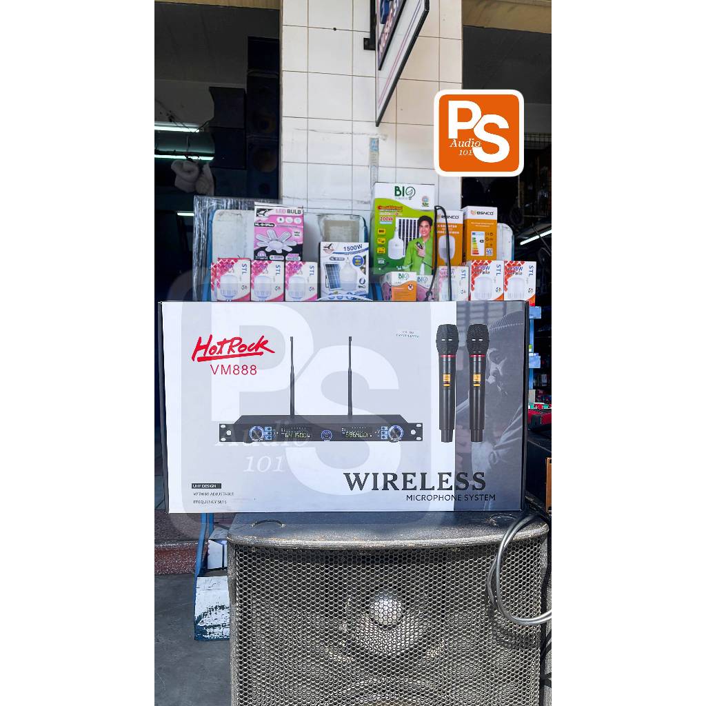 ไมล์ลอย Hotrock vm - 888 ไมล์เสียงนุ่มละมุน โปรเฟสชันแนล UHF 105dB  80M แบตเตอรี่ 2 AA ใช้งานได้ 10 