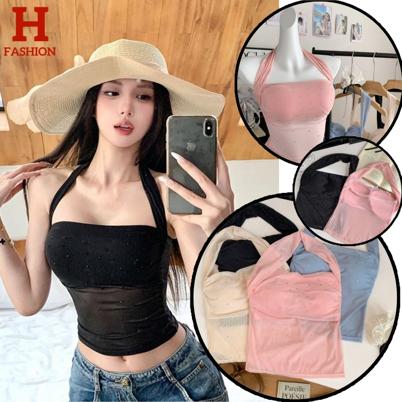 HOT พร้อมส่งจากไทย เสื้อคล้องคอ มีฟองน้ำในตัว สีสันพาสเทลใส่ง่ายสวย FY9358