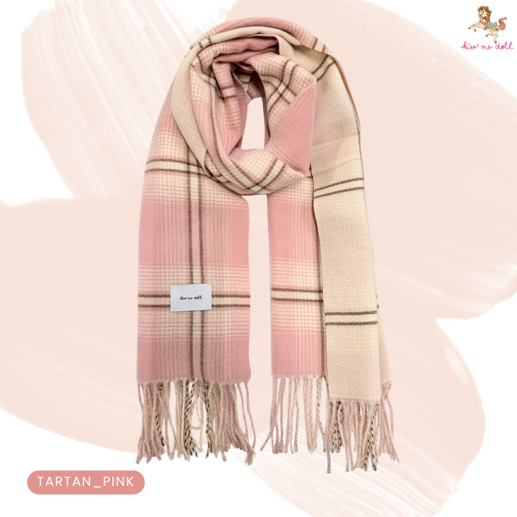 Kiss Me Doll  ผ้าพันคอ/ผ้าคลุมไหล่ Tattan ลายสก็อตหนานุ่ม ผืนยาว  ขนาด 160*55 cm.