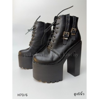 ✅โล๊ะ✅รองเท้าบูทมาร์ตินส้นสูงพิเศษ สไตล์ยุโรป พื้นหนากันน้ำ …