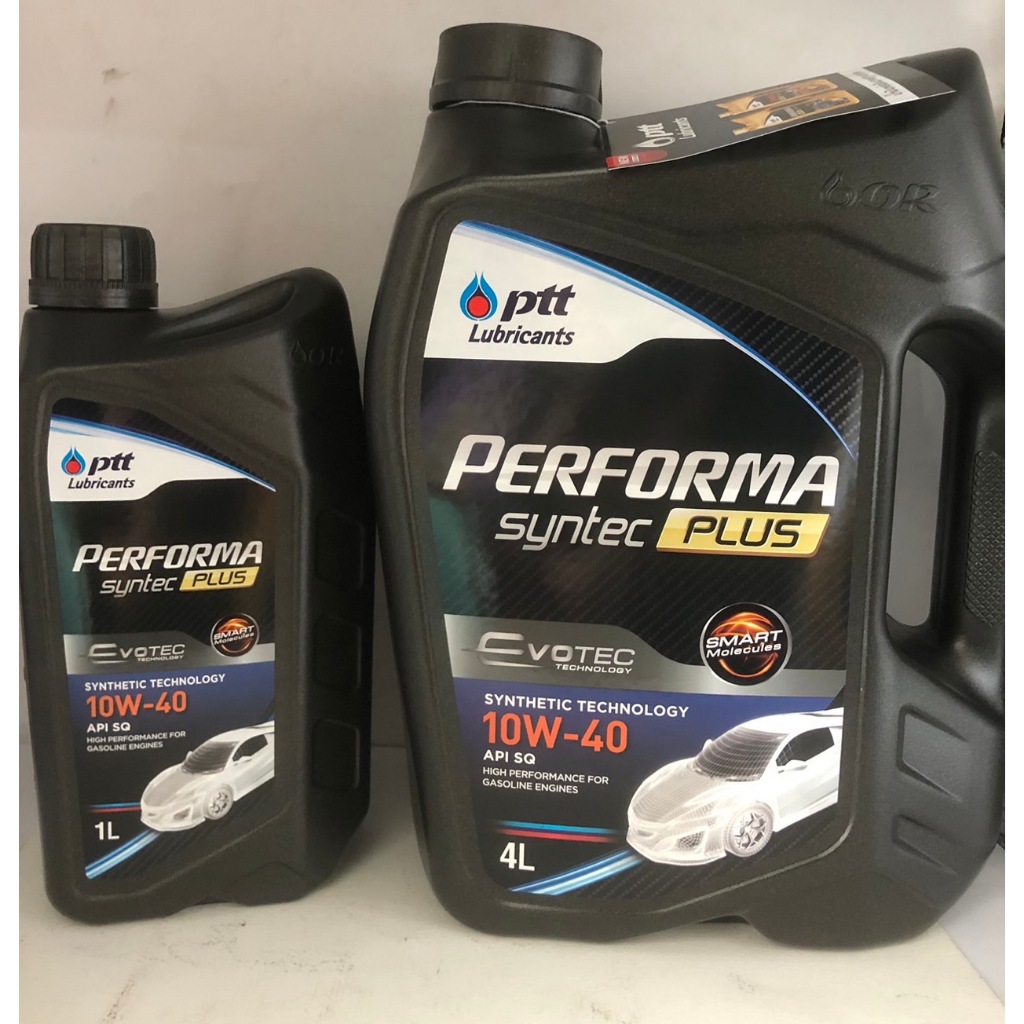*โฉมใหม่* น้ำมันเครื่องเบนซินกึ่งสังเคราะห์ PTT Performa Syntec Plus EVOTEC 10W-40  ขนาด 4L / 4+1L API SQ
