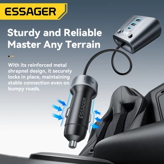 Essager ที่ชาร์จเร็วในรถยนต์ อะแดปเตอร์ชาร์จโทรศัพท์ (USB A 2 ช่อง, Type C 2 ช่อง, PD30W)