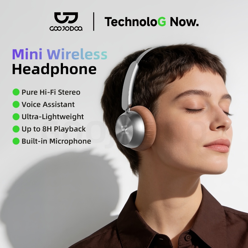GOOJODOQ J238 หูฟังไร้สาย Bluetooth 5.3 อายุการใช้งานแบตเตอรี่ 10 ชั่วโมง หูฟังบลูทูธ พับได้ Hifi