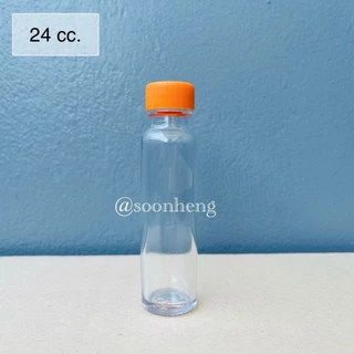 ขวดแก้วทรงสูง ขนาด 24 cc พร้อมจุกในและฝา