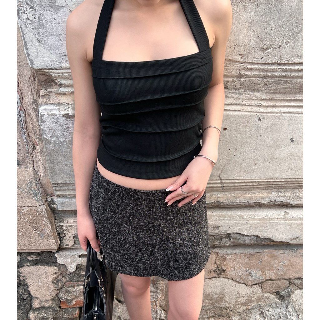 ( Nami Top) เสื้อคล้องคอผ้ายืด แบรนด์peachmilk ดีไซน์เรียบหรู สำหรับทุกโอกาส - รูปที่ 6