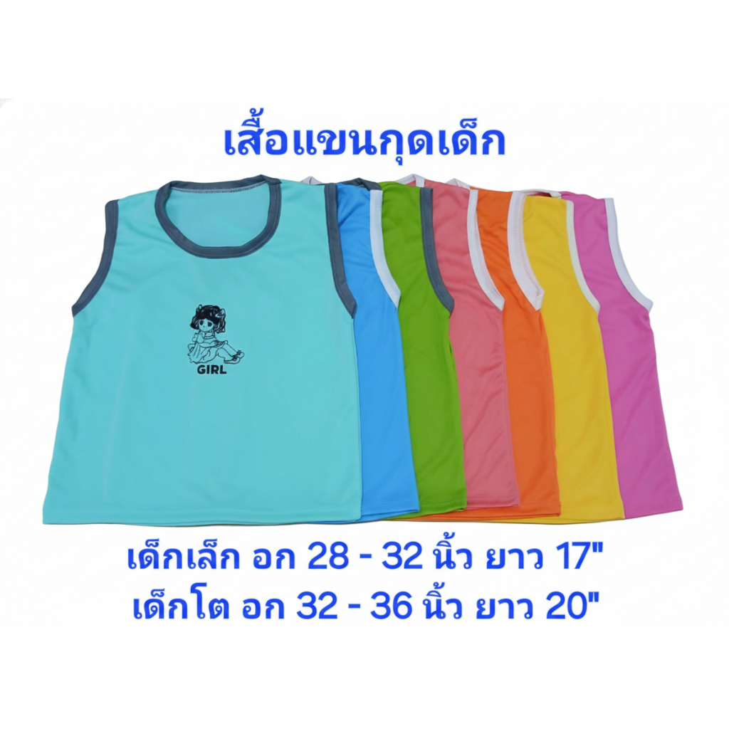 เสื้อกล้ามแขนกุดเด็ก สกรีน อายุ 2 - 10 ปี