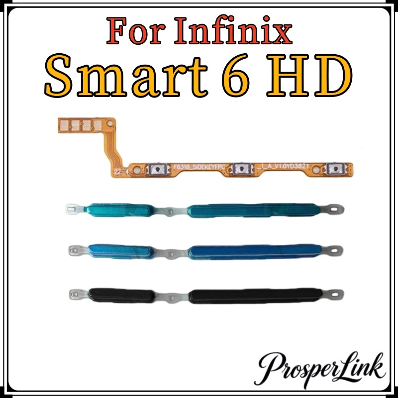 ปุ่มปรับระดับเสียงไฟสําหรับInfinix Smart 6 HD X6512 ปุ่มปรับระดับเสียงไฟด้านข้าง Key Flex Cable อะไหล่ซ่อมโทรศัพท์ Power