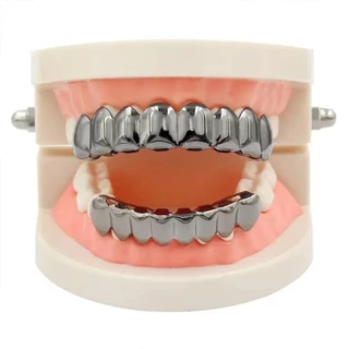 ฟันฮิปฮอป เครื่องประดับทันตกรรมที่ถอดออกได้ hip hop teeth grillz ใส่ง่าย สำหรับปาร์ตี้ ฮัลโลวีน สีเงิน สีทอง