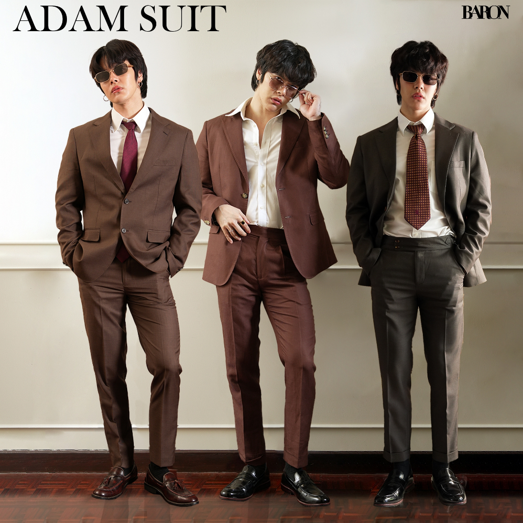 [ขายแยกชิ้น] BARON Premium Adam suit เสื้อสูทผู้ชาย ชุดออกงาน ชุดสูทพรีเมี่ยมแบรนด์บารอน โทนสีน้ำตาล