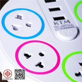ปลั๊กไฟ 5ช่อง3USB 3/5/8เมตร ปลั๊กพ่วง รางปลั๊กไฟ มาตรฐาน มอก power socket พร้อมสวิตช์ปิด-เปิด 10A 2300W
