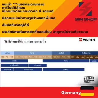 ยกกล่อง 50 แผ่น กระดาษทรายน้ำ WURTH เยอรมัน ขัดเหล็ก พลาสติก เบรค ชิ้นส่วนจักรกล งานสี ตัวถัง