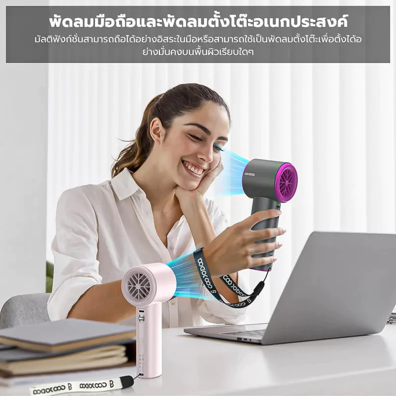 GOOJODOQ Gfs001 พัดลมพกพา Type C พัดลมไอเย็น พร้อมจอแสดงผล พัดลมมือถือ thumbnail 8