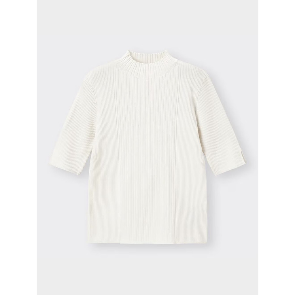 [พร้อมส่ง‼️] เสื้อ GU Ribbed Mini High Neck Sweater เสื้อไหมพรมคอปีน Size M จากญี่ปุ่น