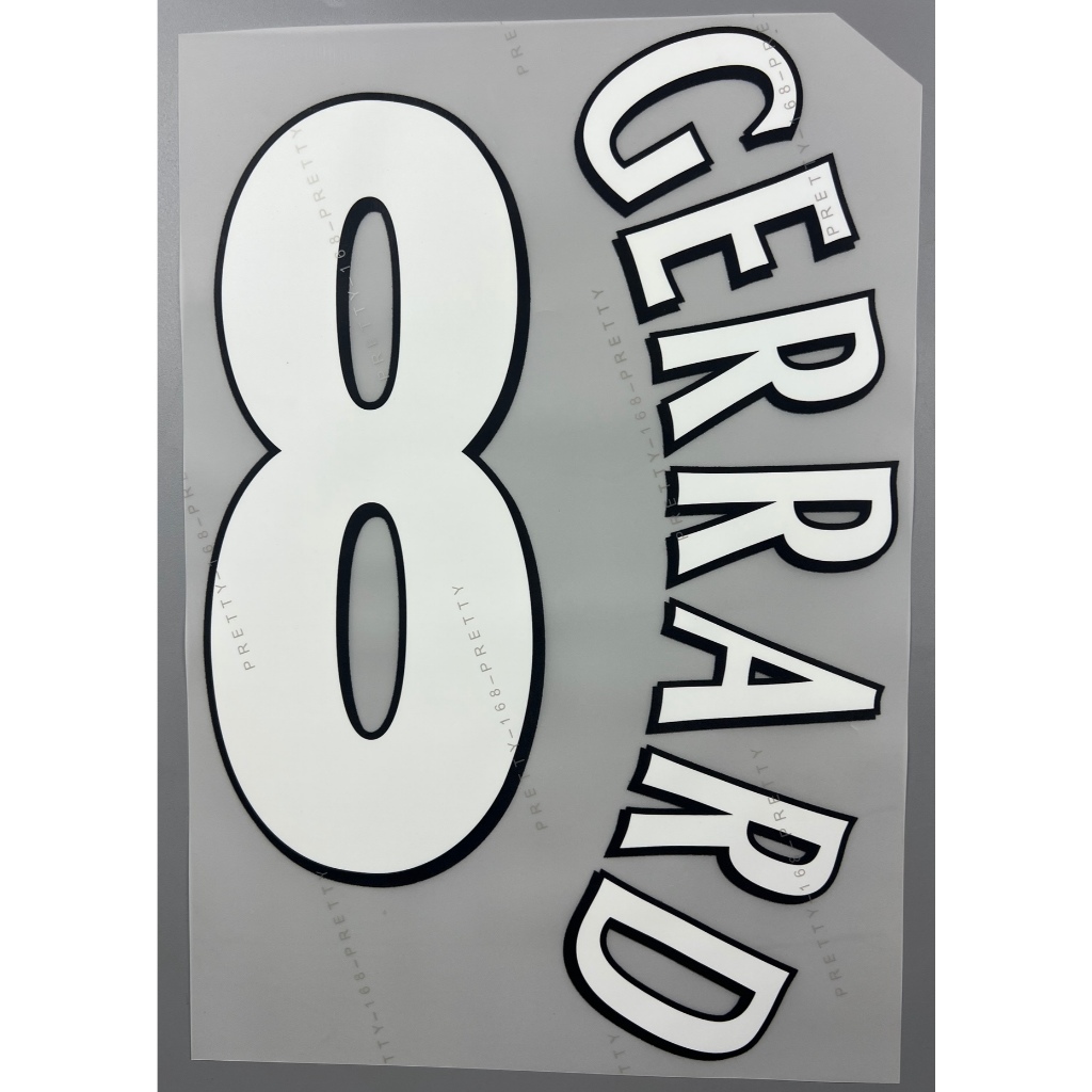 เบอร์ชื่อ เสื้อฟุตบอล ย้อนยุค เฟลค ลิเว่อพูล 2005 เหย้า สีขาว 8 GERRARD Retro  Name Number Football Shirt Liverpool