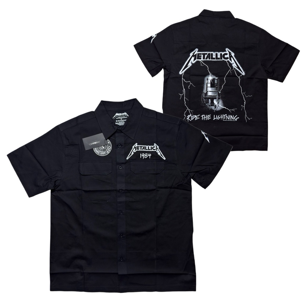 METALLICA CASUAL SHIRT - RIDE THE LIGHTNING (2014)(BLACK)(BACK & SLEEVE PRINT)