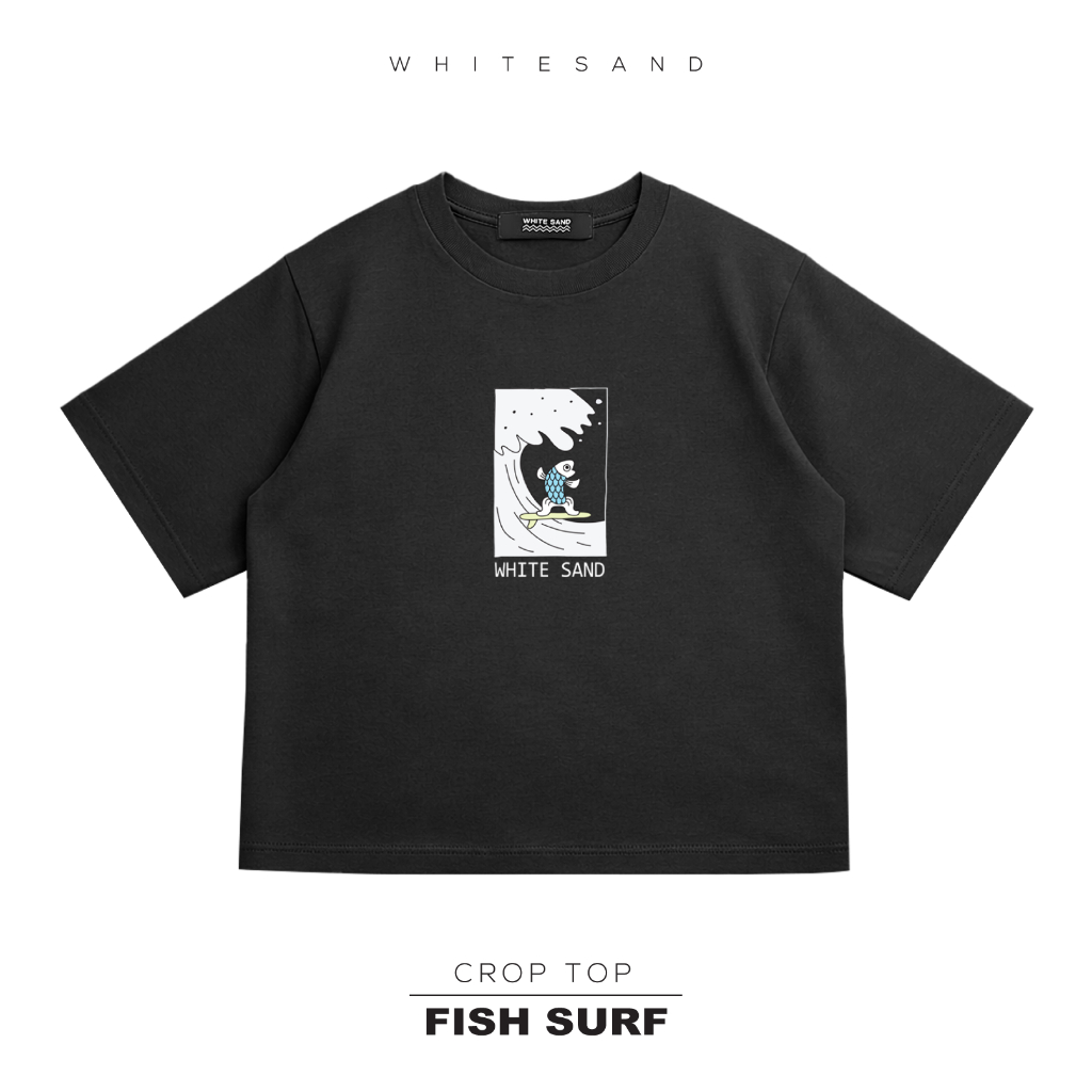 WhiteSand Crop Top | เสื้อครอป ลาย Fish Surf