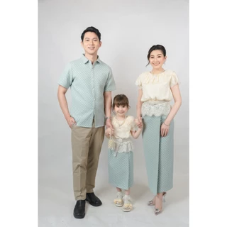 BS002 รุ่นมุกแห่งสยาม ชุดไทย แม่ลูก เด็กผู้หญิง สาวอวบ เสื้อเซ็ท ออกงาน ไซส์ใหญ่ งานบุญ ออกพรรษา