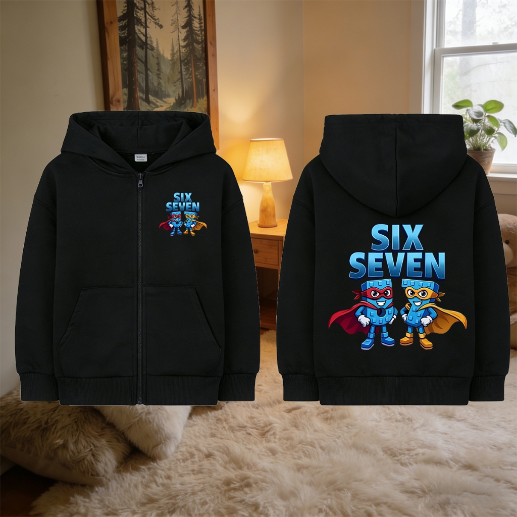 Kids Zip Hoodie Jacket Hooded cardigan SIX SEVEN 67 x ROBLOX เด็ก เสื้อคาร์ดิแกน แจ็คเก็ต 120CM-150C