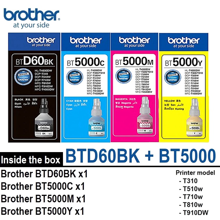 (พร้อมกล่อง)หมึก BROTHER แท้ 💯% BT D60BK,BT-6000Bk,BT5000Y,BT5000M,BT5000Cหมึก